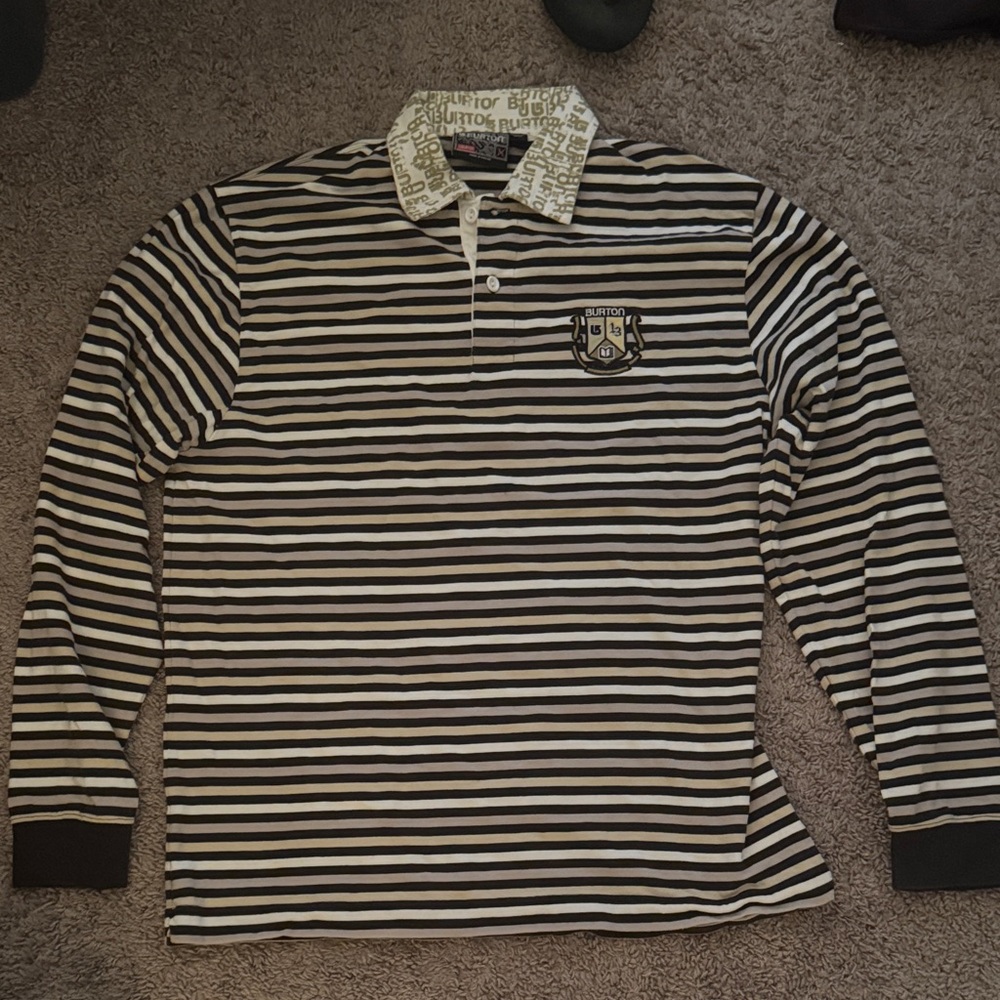 Burton Black and White Striped Button Down Shirt